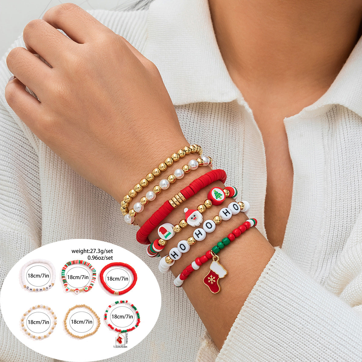 Wholesale Christmas letter contrasting bracelet Layered Bracelet Set