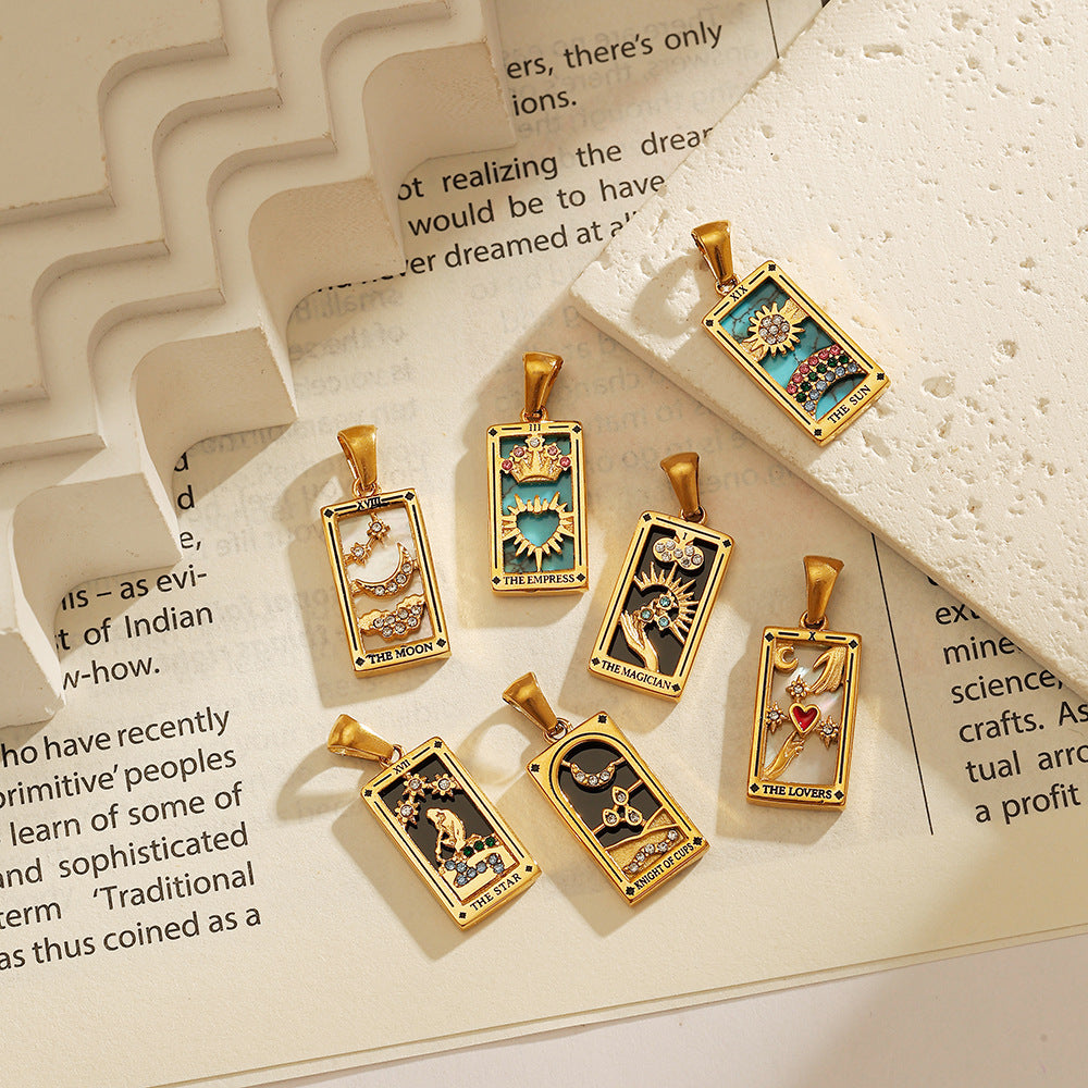 Wholesale Stainless Steel Gold Tarot Card Pendant