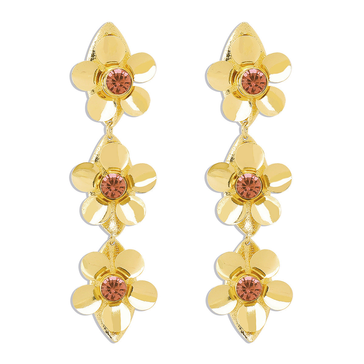 Wholesale Flower Micropaved Iron Earrings