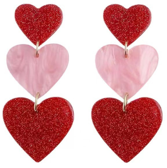 Wholesale color matching Valentine's Day acrylic love simple pendant texture dopamine earrings
