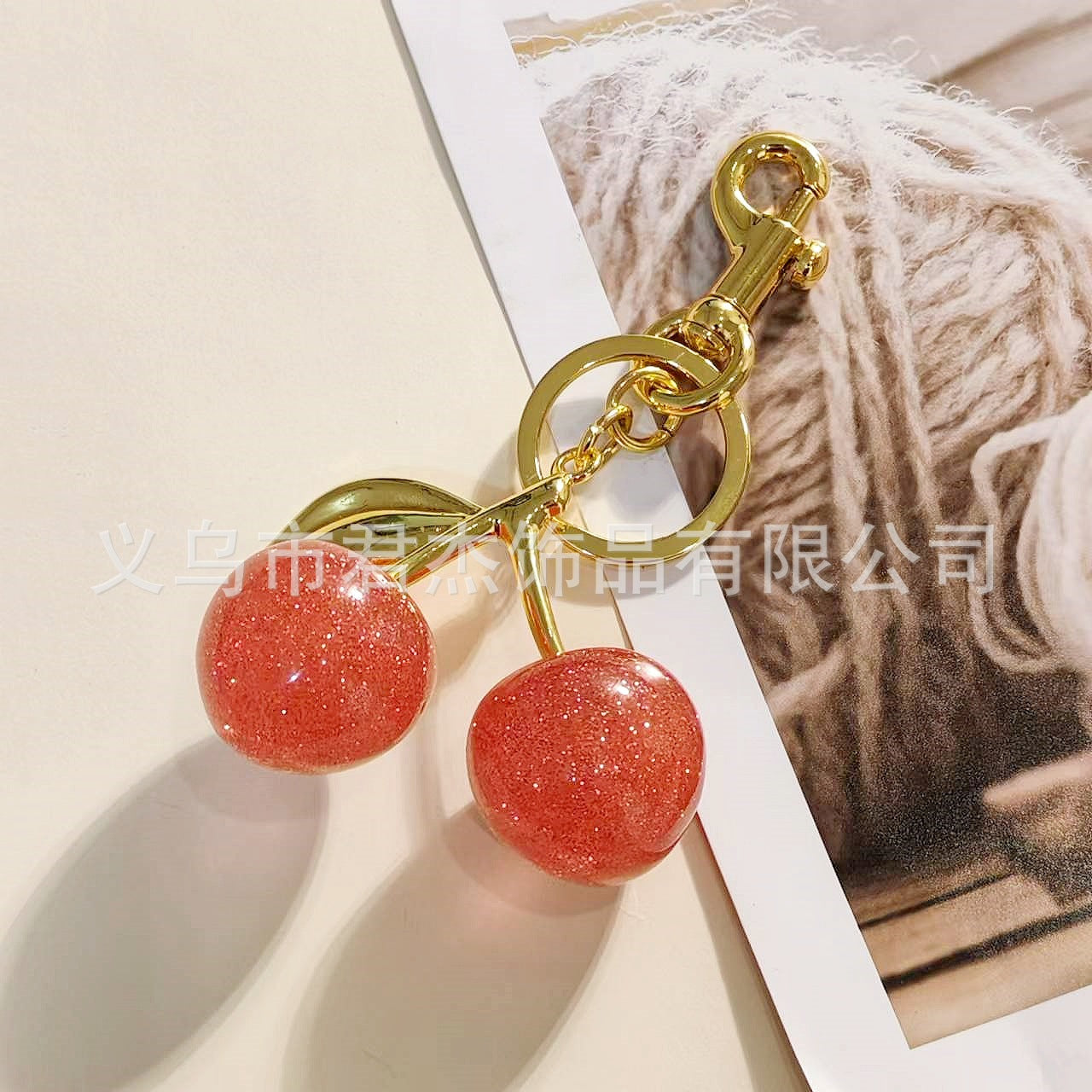 Wholesale Cherry Fashion Exquisite Crystal Resin Cherry Car Keychains
