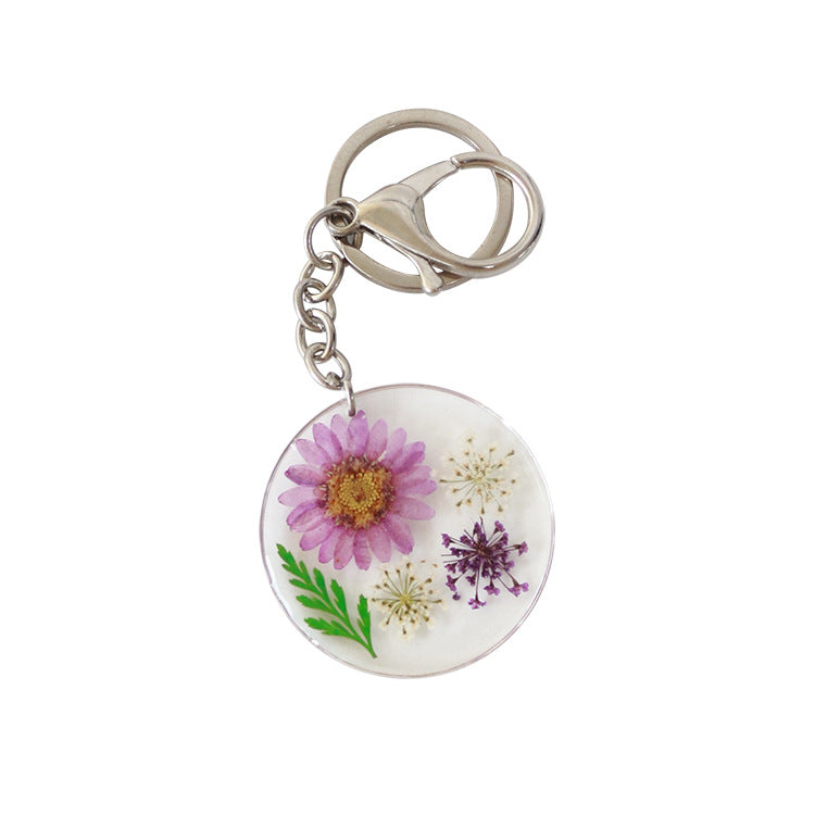 Wholesale 6pcs/pack Resin Natural Dried Flower Sunflower Keychain