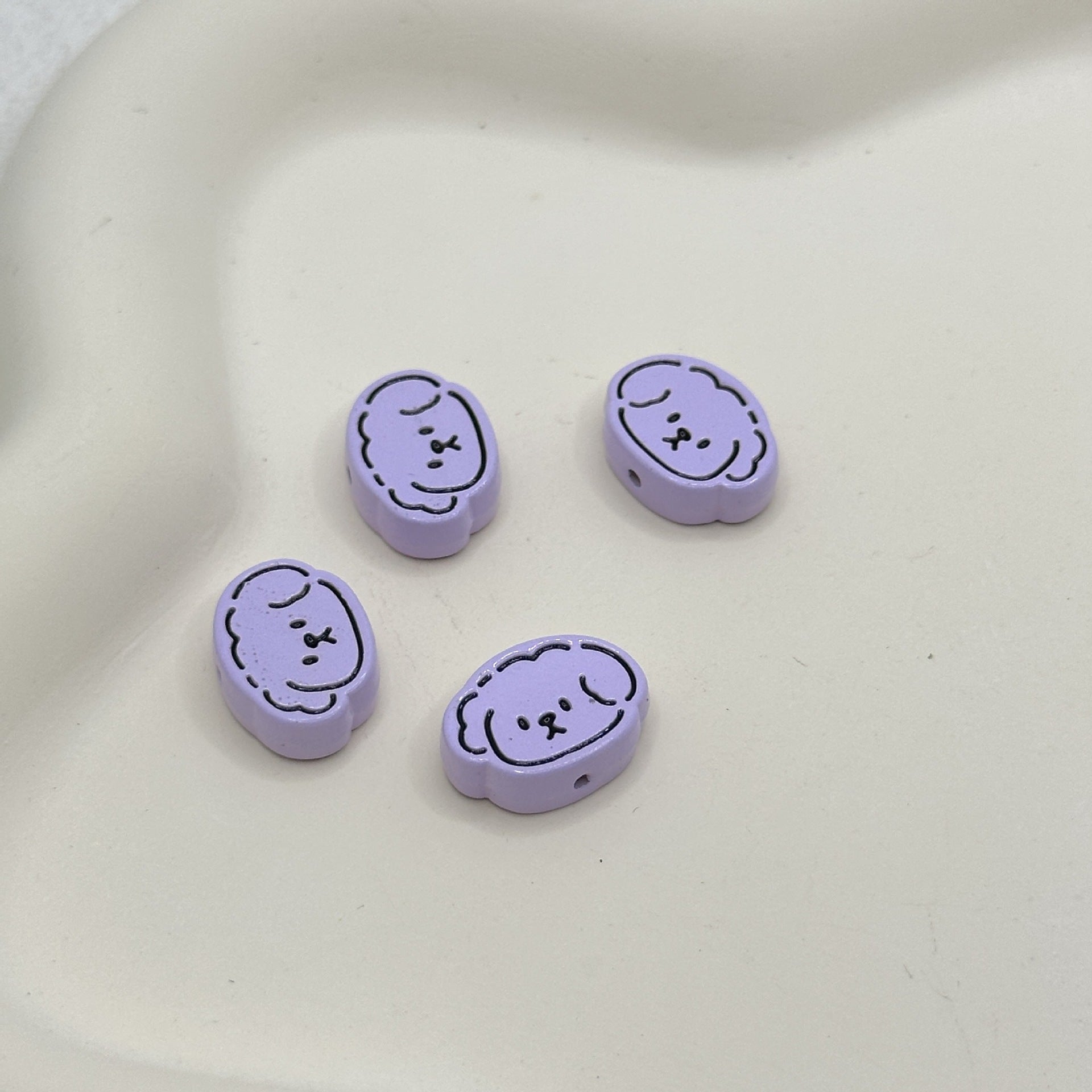 Wholesale 10pcs Alloy paint color cartoon puppy head line puppy beaded diy beads