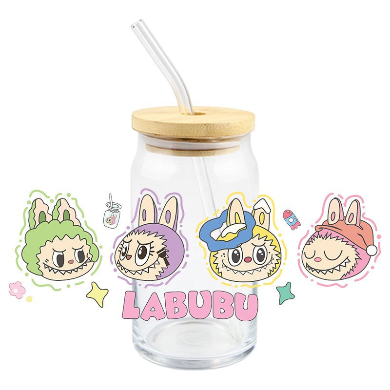 Wholesale 5pcs Colorful cute cartoon 16oz Cup UV DTF Wraps