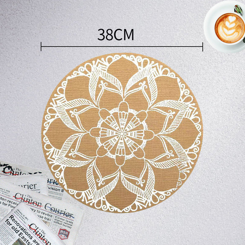 Wholesale Jute Placemats Round Imitation Linen PVC Retro Insulation