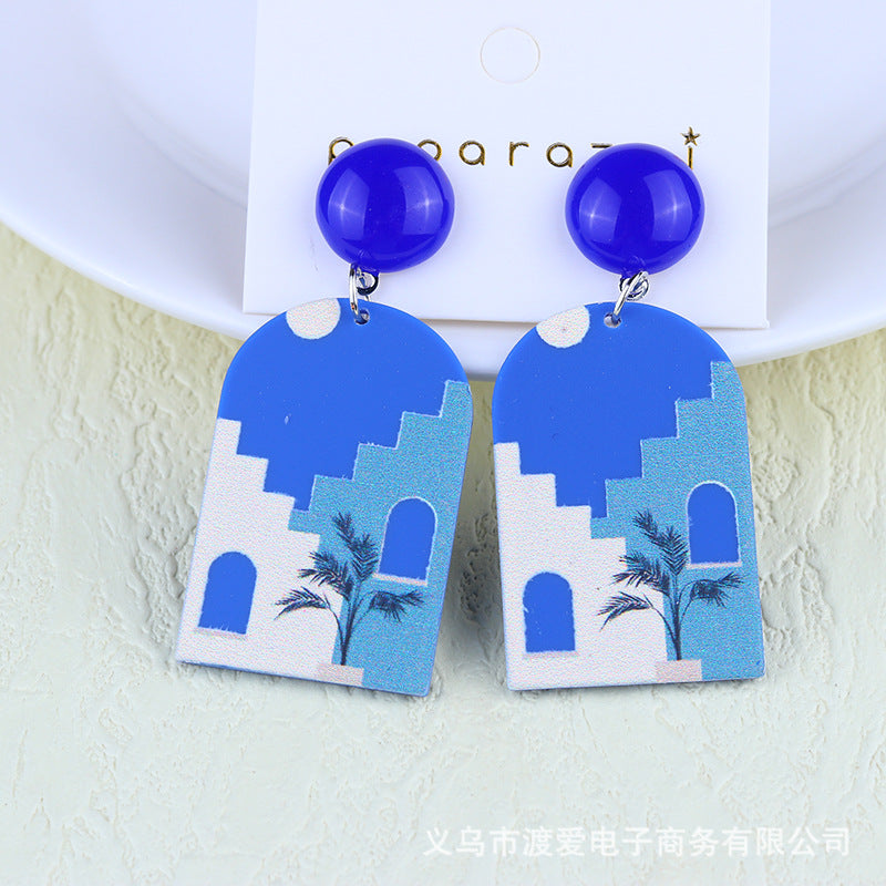 Wholesale Rainbow contrast summer acrylic earrings