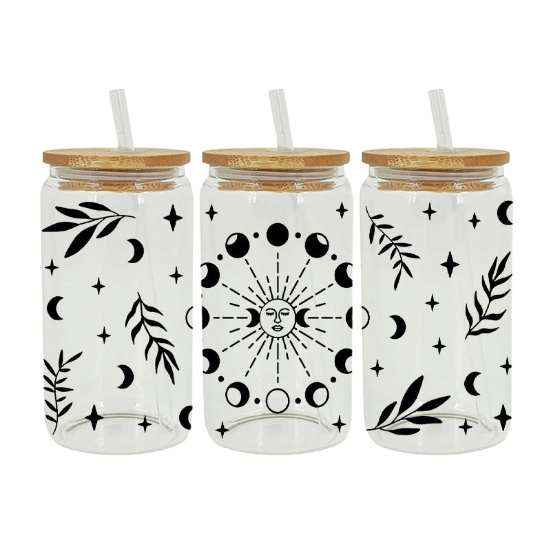 Wholesale Colorful Cartoon Cute Sun  Moon  and Stars Theme 16oz Cup UV DTF Wraps