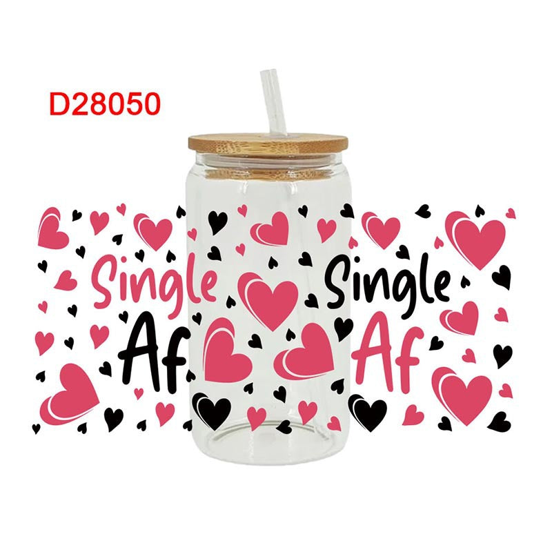Wholesale Love Bear Cartoon Letter Valentine's Day 16oz Cup UV DTF Wraps