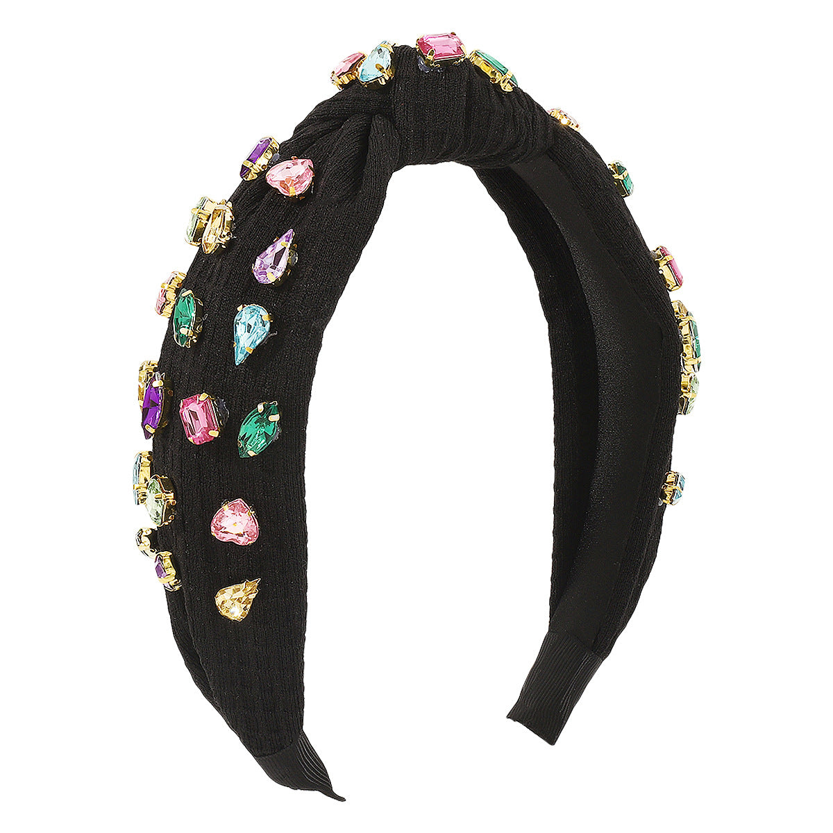Wholesale Hair Art Full Diamond Creative Knotted Colorful Diamond Headband