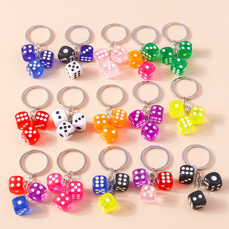 Wholesale Resin Geometry Square Dice Keychain