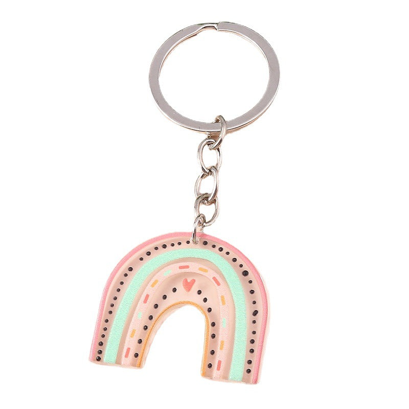 Wholesale Acrylic Rainbow Keychain School Bag Accessories Pendant