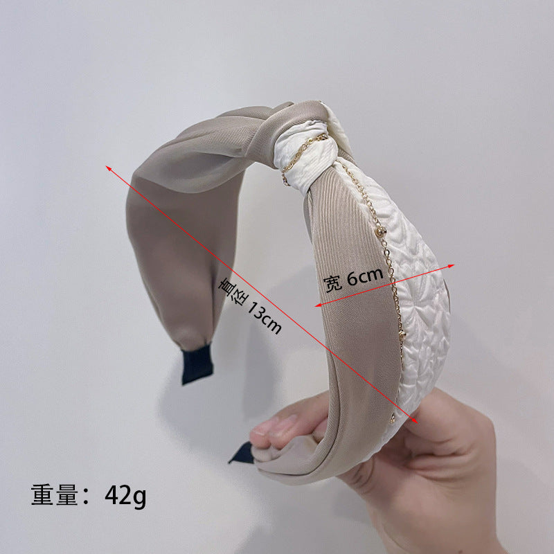 Wholesale   Light luxury high Skull top headband female high-end hairpin knotted wide edge hair pressing headband  face