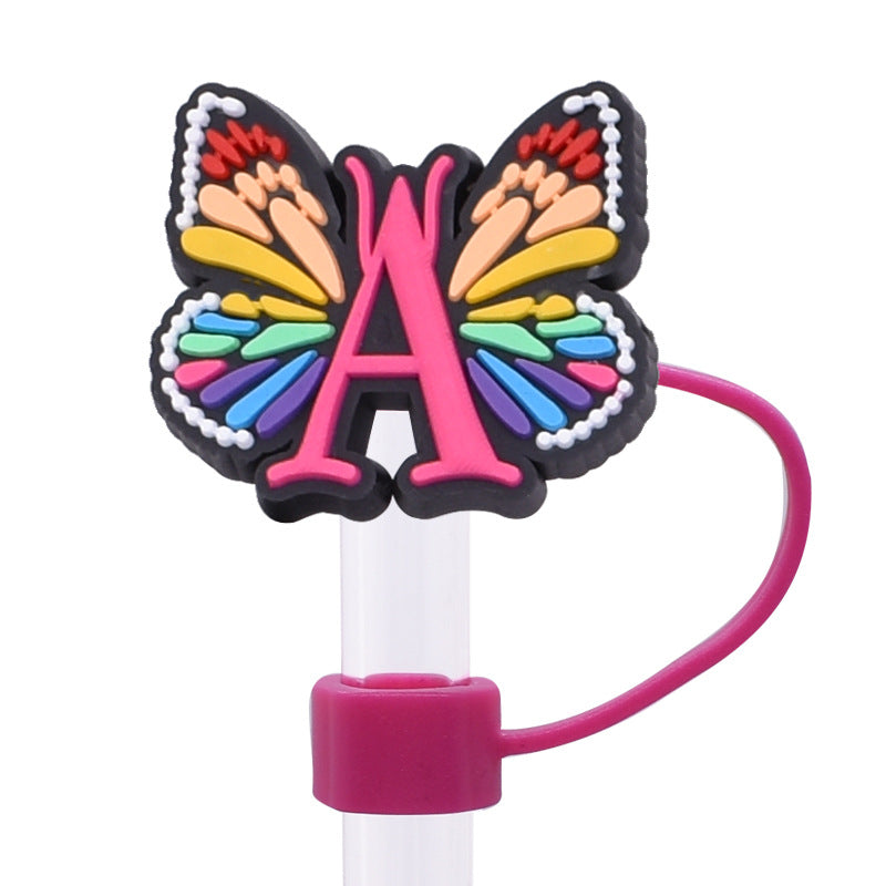 Wholesale  Random 100pcs/pack   Butterfly letter dustproof straw cover  Straw Tube Cap