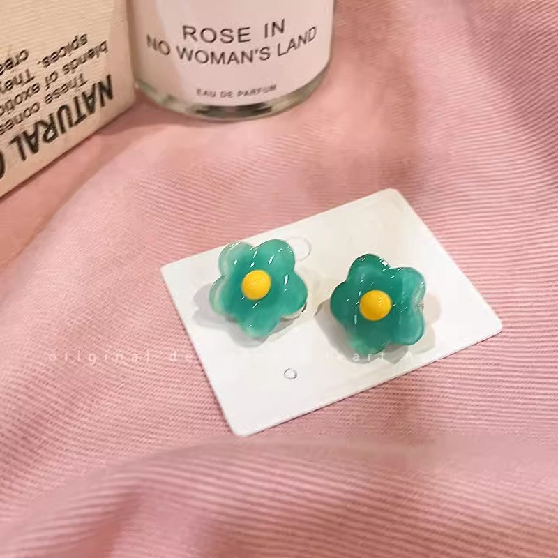 Wholesale Summer Graffiti Colorful Flower Clip Earrings