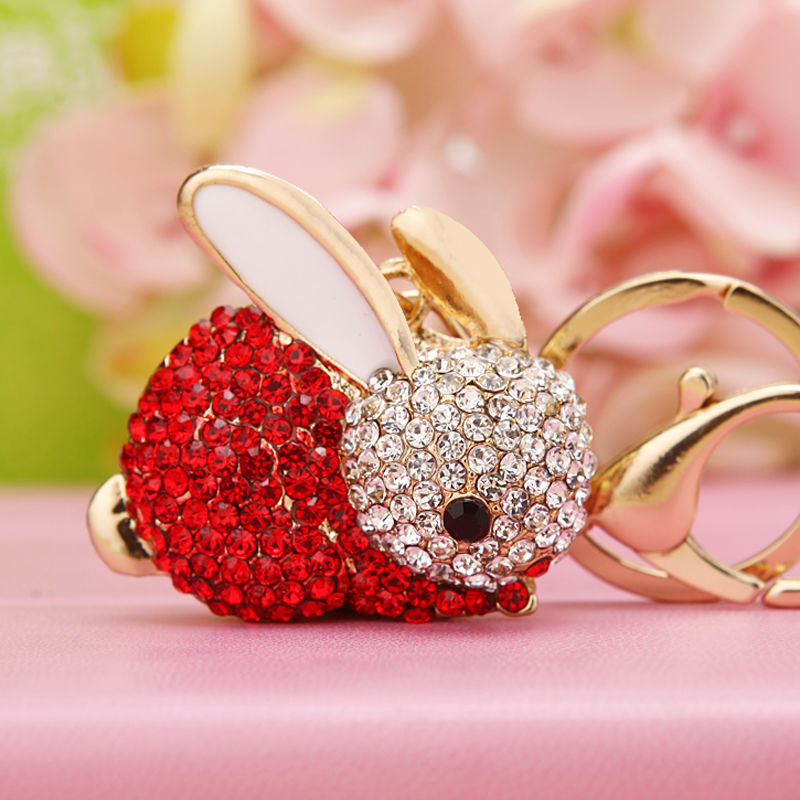 Wholesale Stylish Rhinestone Bear Keychain Car Key Accessory Bag Charm Champagne Zinc Alloy Wedding Gift For Resale