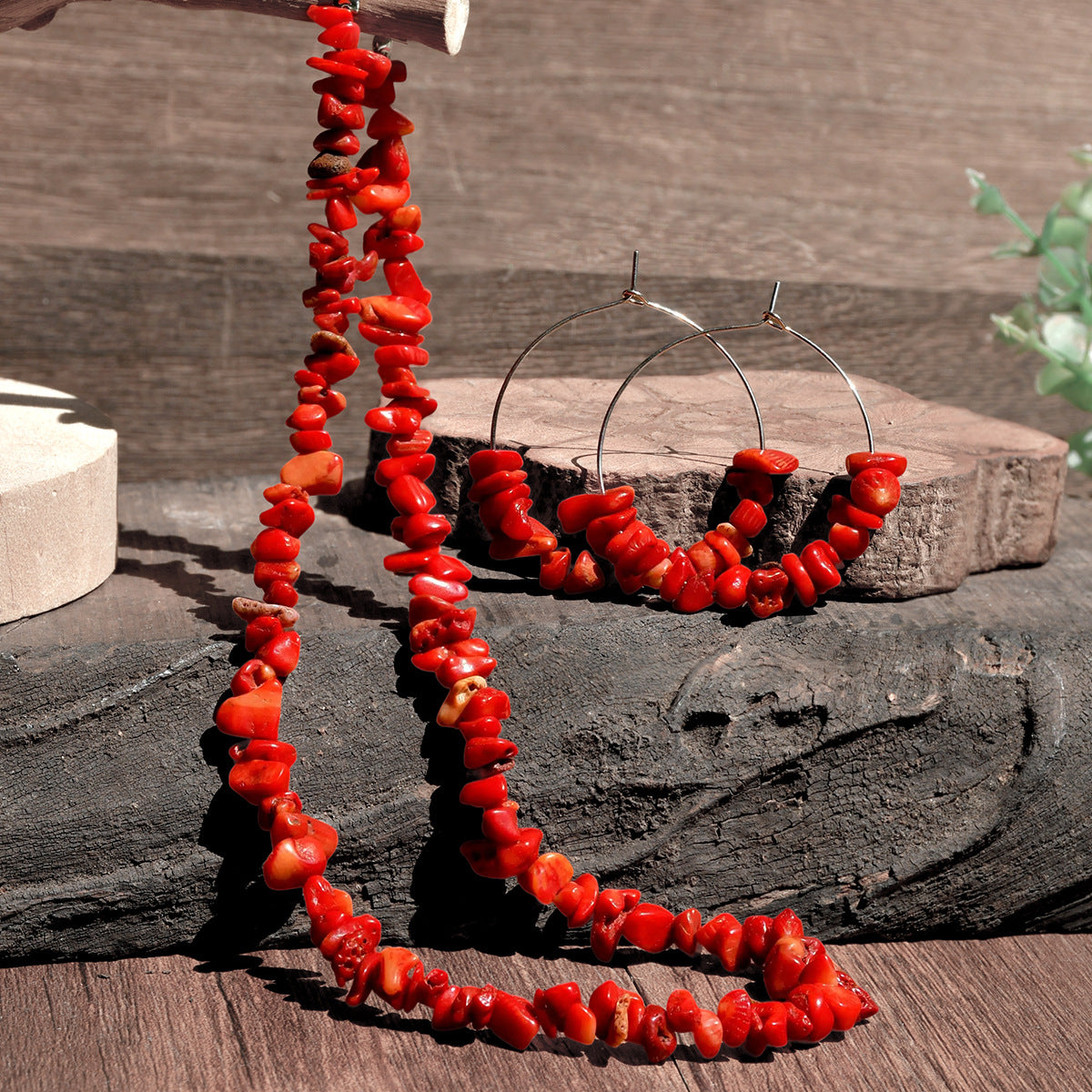 Wholesale Vacation style colorful gravel necklace Necklace Set