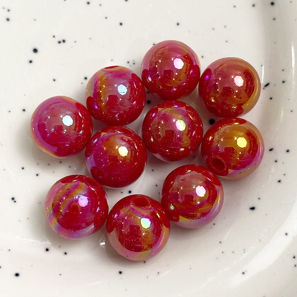 Al por mayor 30 piezas/paquete de cuentas redondas de color acrílico AB chapado