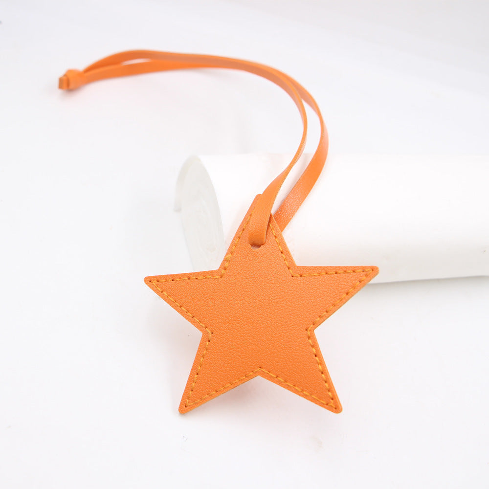 Wholesale Black PU Leather Star Bag Charm Five Point Star Pendant Lanyard Everyday Decorative Accessory For Handbags Boutique Resale