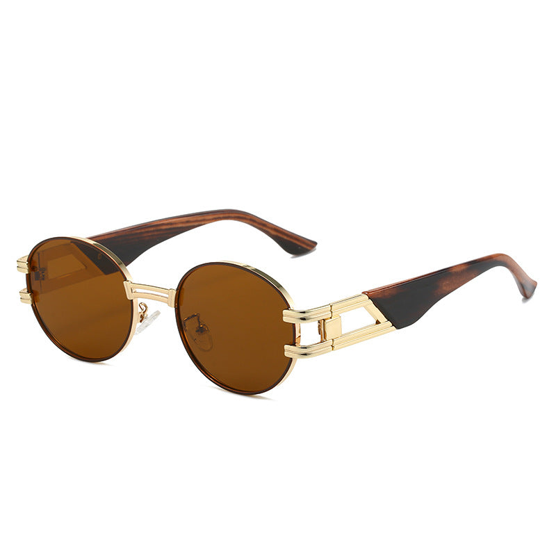 Wholesale Oval Retro Round Metal Fashion Versatile Sunglasses