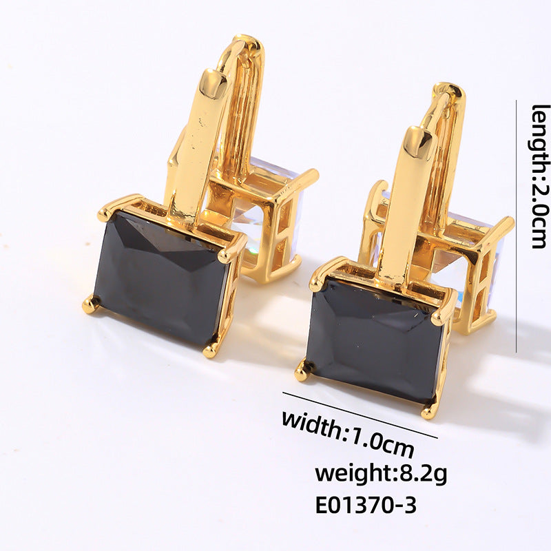 Wholesale Double Sided Square Zircon Earrings