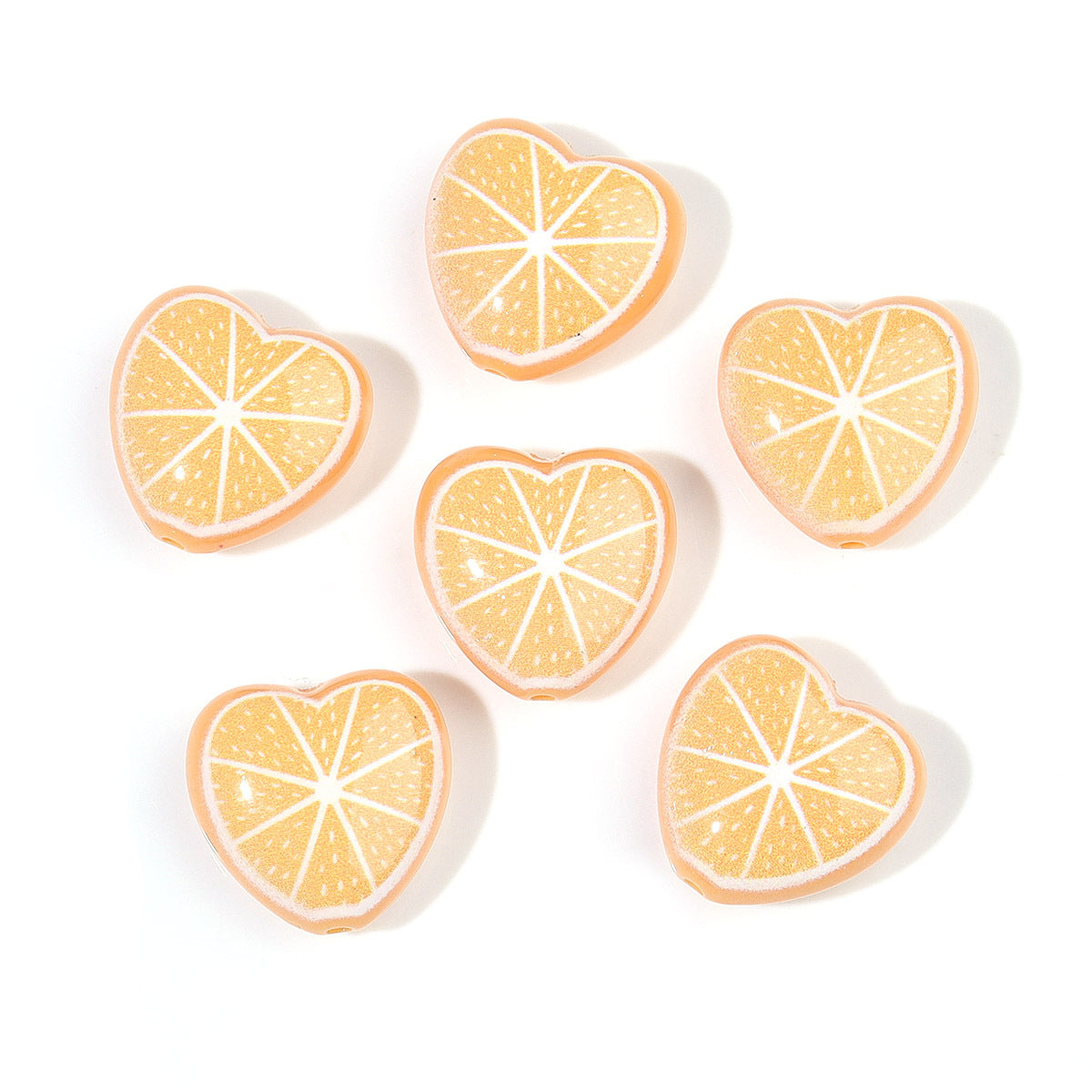 Wholesale 10pcs Printed Love Strawberry Watermelon Orange Fruit Series Acrylic Beads