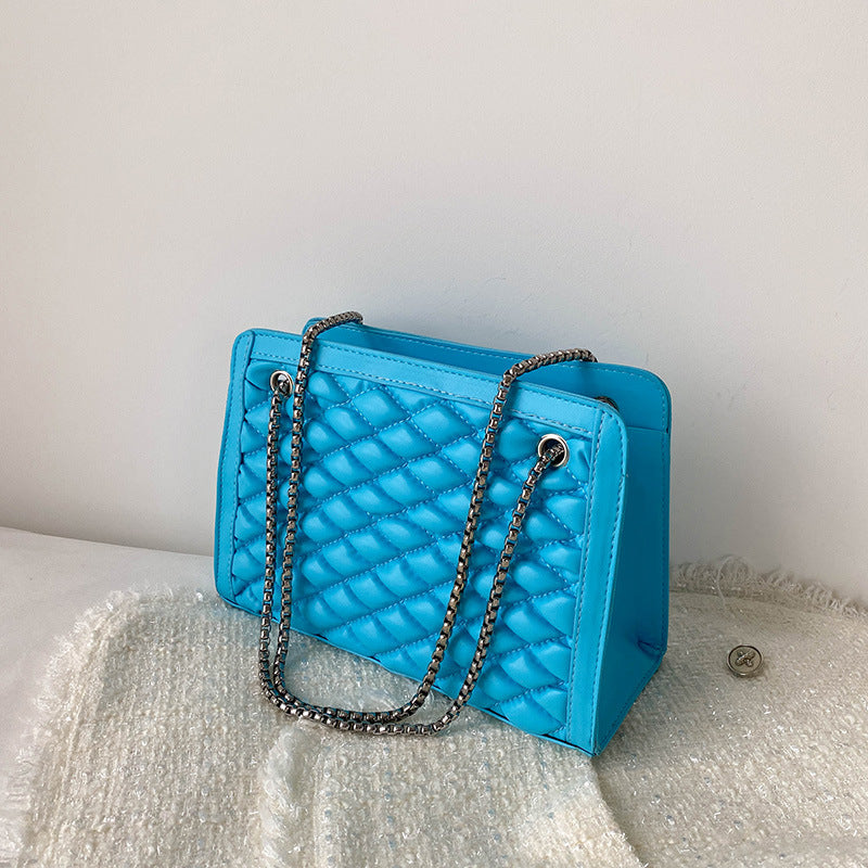 Wholesale Elastic Embroidered Diamond Chain Large Capacity Shoulder Crossbody Square Bag