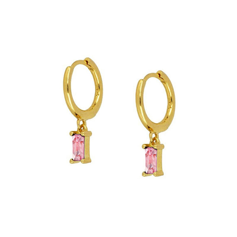 Wholesale Colorful Zircon Rhinestone Square Copper Earrings
