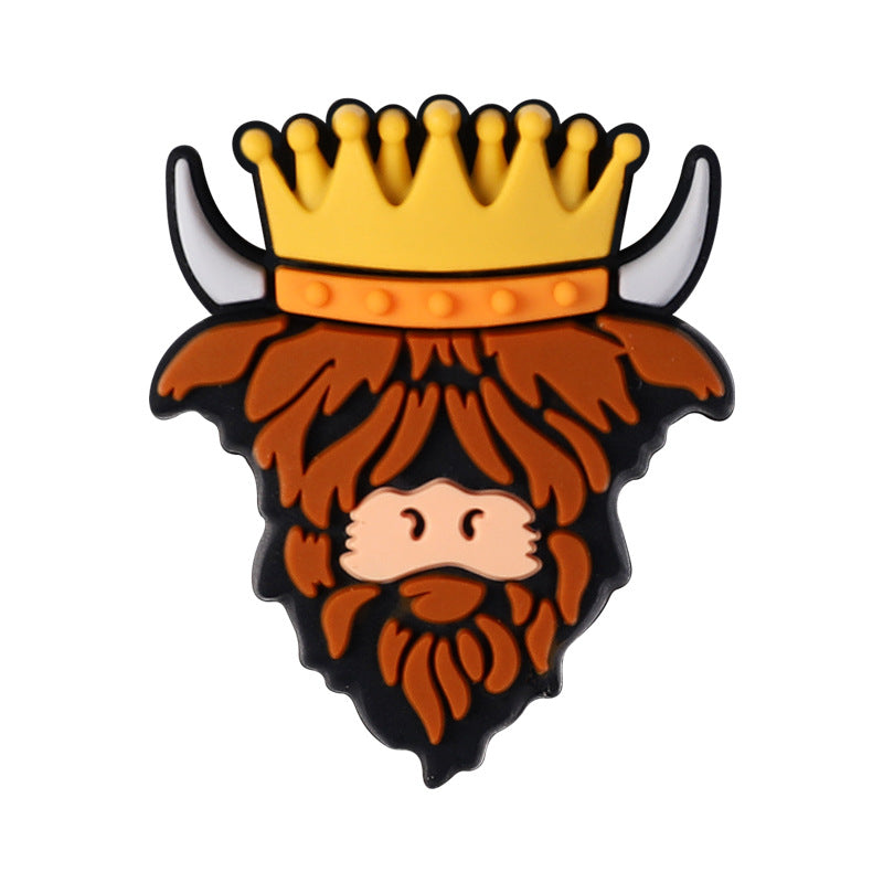 Wholesale 20pcs Cartoon Highland Cattle Children's Food Grade Animal Teether Mixed Nurse Silicone Beads