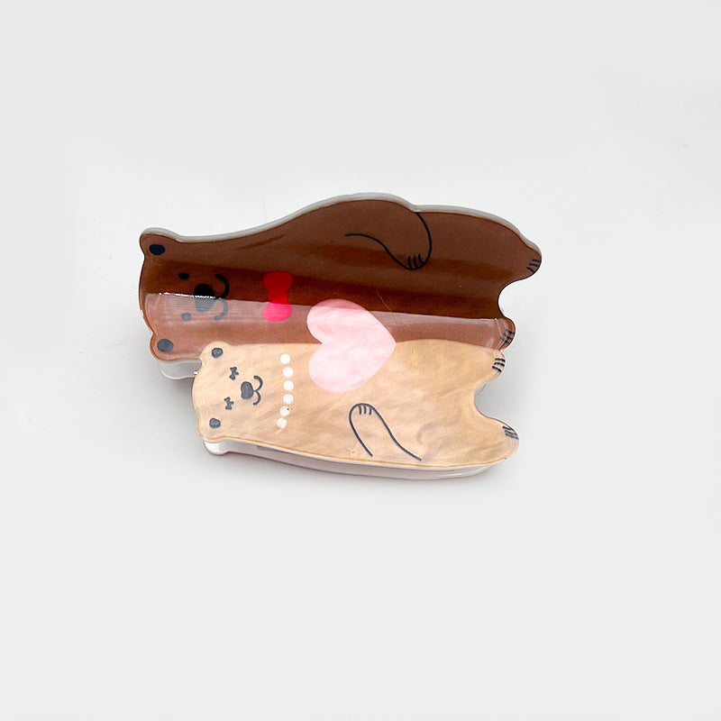 Wholesale New Valentine's Day Acrylic Grab Clip Love Bear Romantic Tonal Cute Girl's Hair Shark Clip