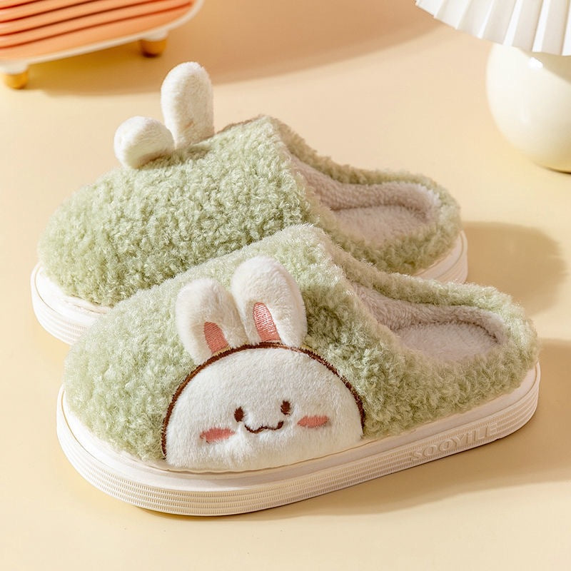 Wholesale Non-slip Warm Thick-soled Cute Cartoon Couple Plush Cotton Slippers