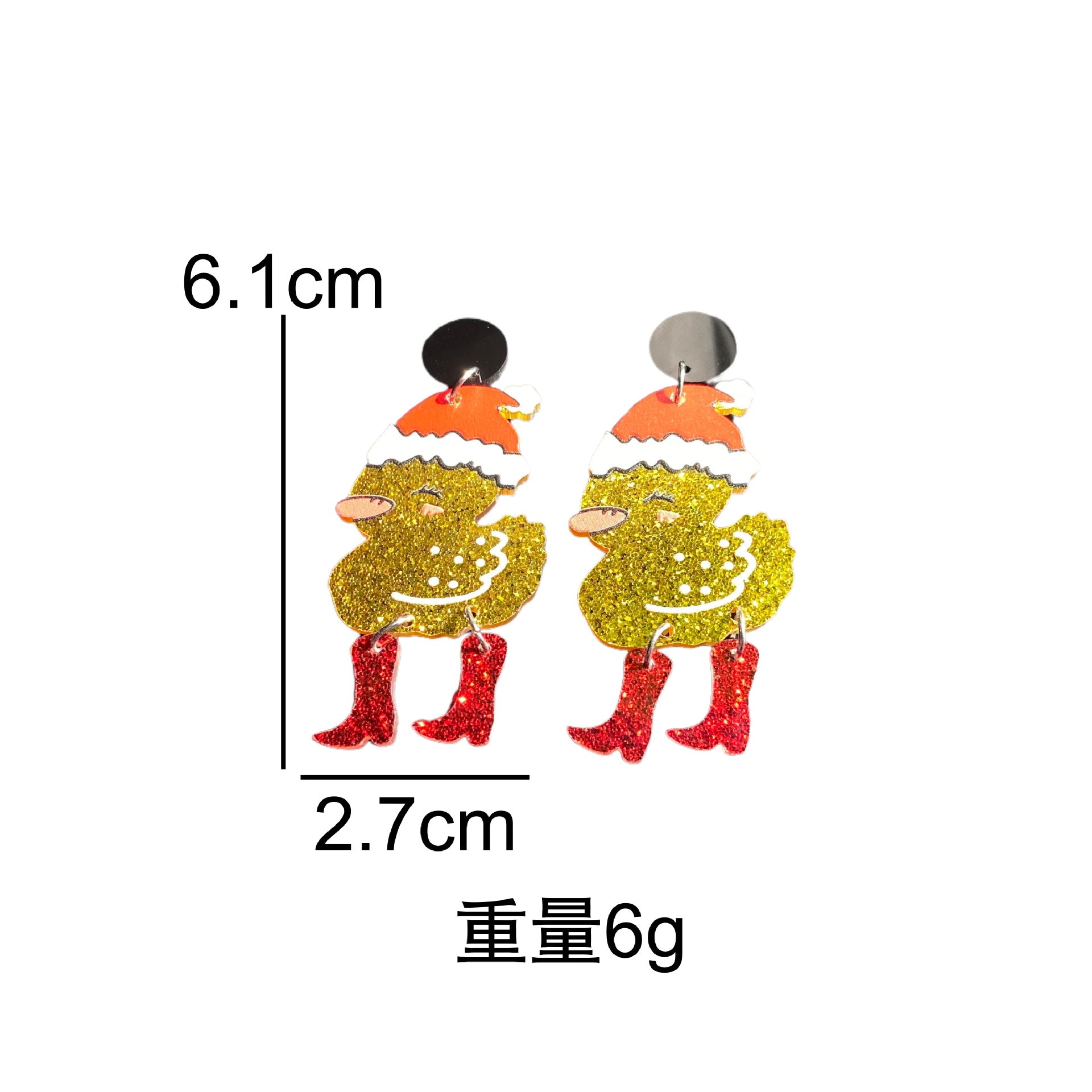 Wholesale Christmas Acrylic Duck Earrings Cute Santa Hat Cartoon Design For Women Funny Jewelry Accessory For Boutique Resale