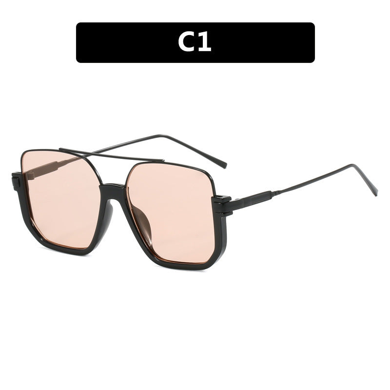 Wholesale Retro personality UV protection lower half frame double beam large frame sunglasses