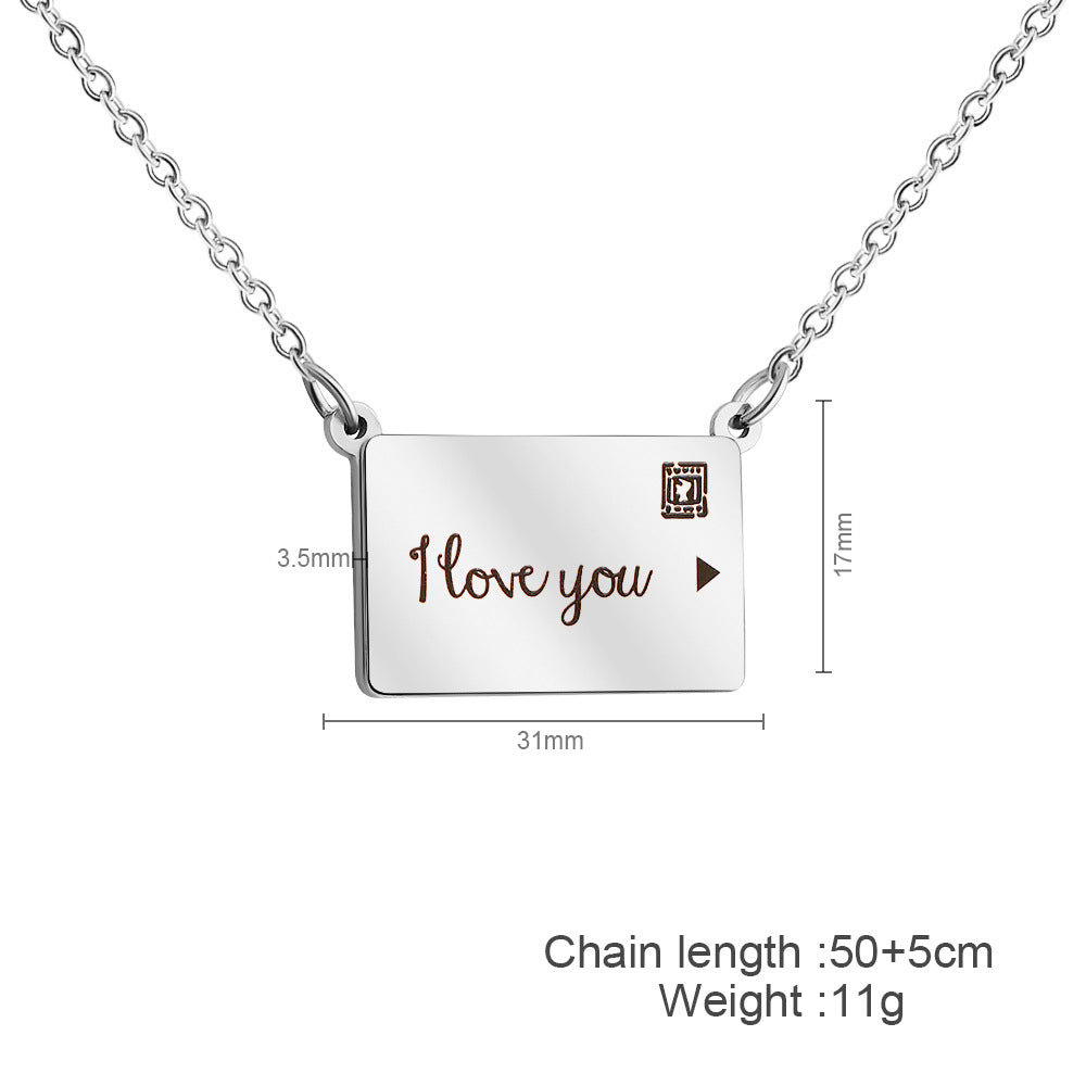 Wholesale Pull out phase box with engraved Stainless Steel Necklace