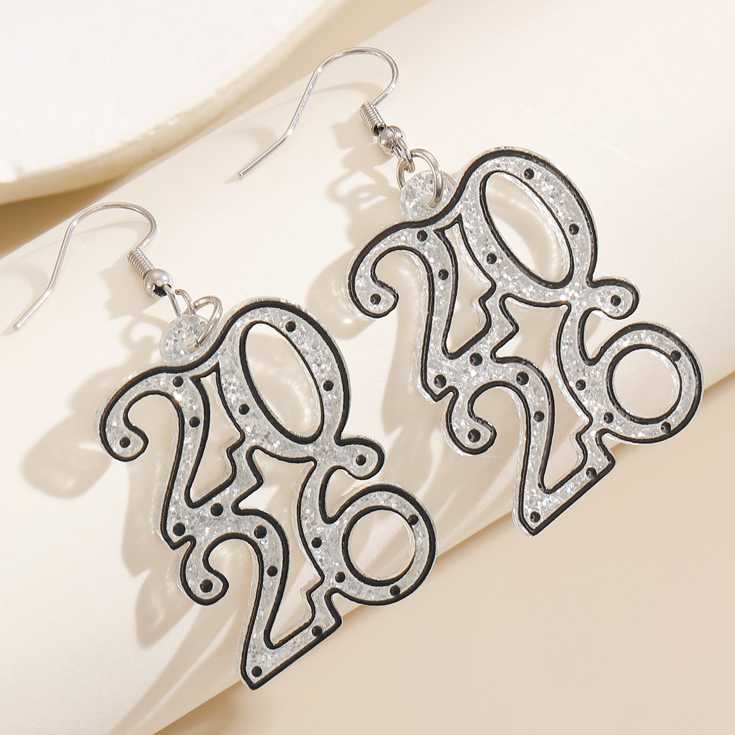 Wholesale 2026 Digital Glitter Hollow Acrylic Earrings