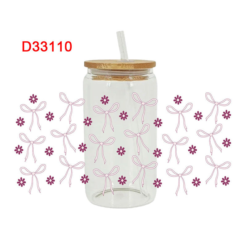 Wholesale Uv Transfer Sticker Glass strawberry Cup Crystal Sticker 16oz Cup UV DTF Wraps