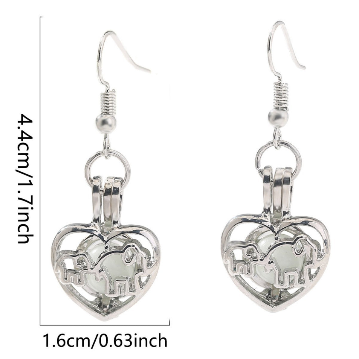 Wholesale Animal elephant baby elephant love hollow luminous earrings
