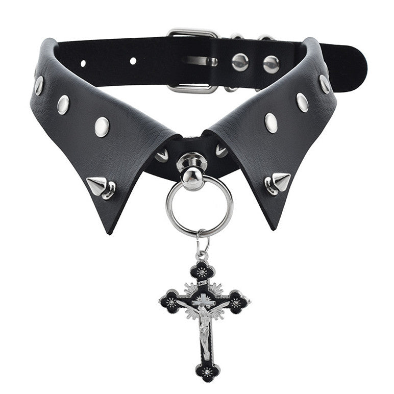 Wholesale White cross fake collar Gothic style necklace
