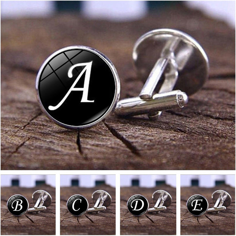Wholesale Alloy 26 English Letters Time Gemstone Men's Cufflinks
