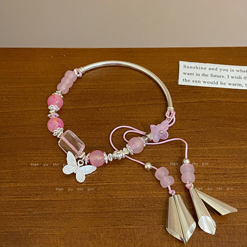 Wholesale New Chinese forest style hand-woven colorful flower bracelet irregular natural stone bracelet