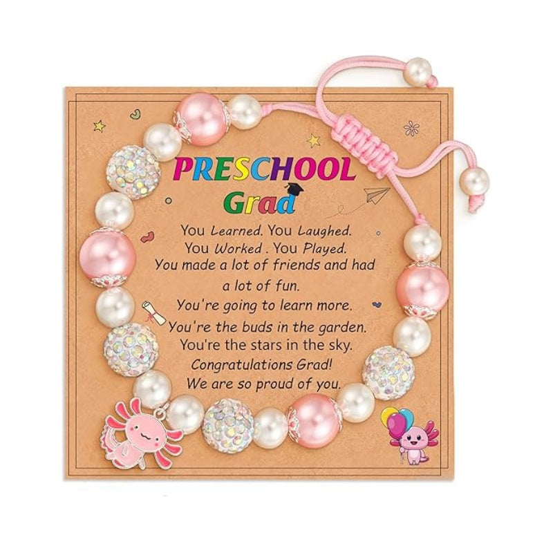 Wholesale Knitted pearl adjustable salamander unicorn pendant bracelet