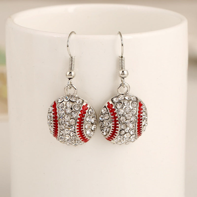 Wholesale Fashion Classic Rhinestone Baseball Basketball Football Pendant Earrings