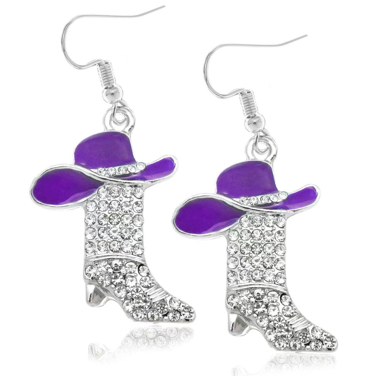 Wholesale Alloy Electroplated Blue Rhinestone Western Boot Drop Earrings For Women Stylish Party Accessory