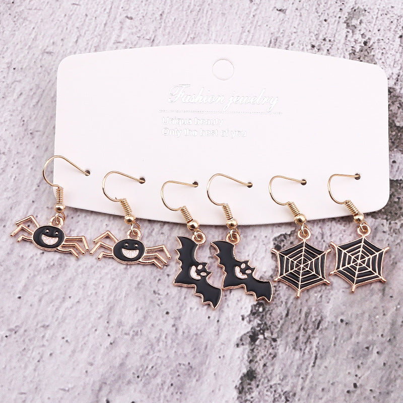 Wholesale Halloween Decorations Ghost Pumpkin Elf Bat Alloy Earrings