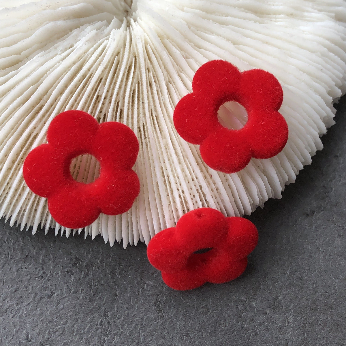 Wholesale 10PCS Flocking Small Flowers DIY Jewelry Accessories Beads