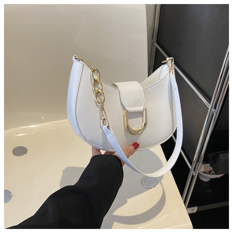Wholesale Trendy Fashion Simple Texture One-shoulder Underarm Moon Bag