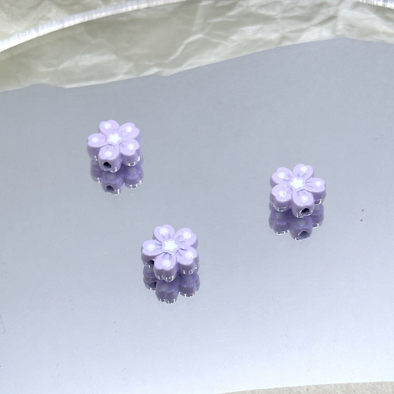Wholesale 10pcs drop oil five petal flower flower plum blossom DIY beaded alloy paint