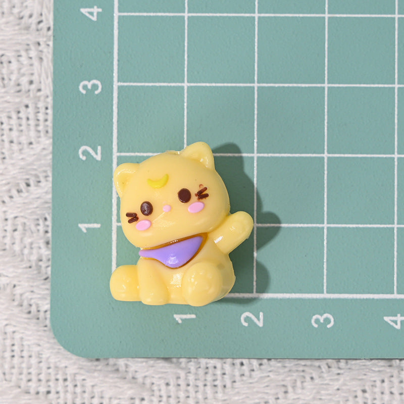 Wholesale 10pcs/pack  Colorful Cute Cat Rubber Beads 3D Focal Beads