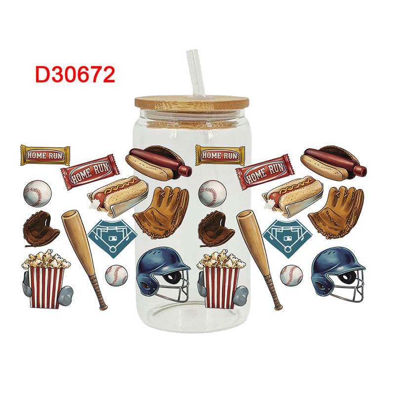 Wholesale Baseball Bow  16oz Cup UV DTF Wraps