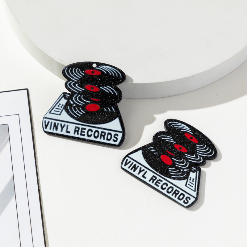 Wholesale 10pcs Retro Phonograph DJ Acrylic Double-sided Color DIY Accessories