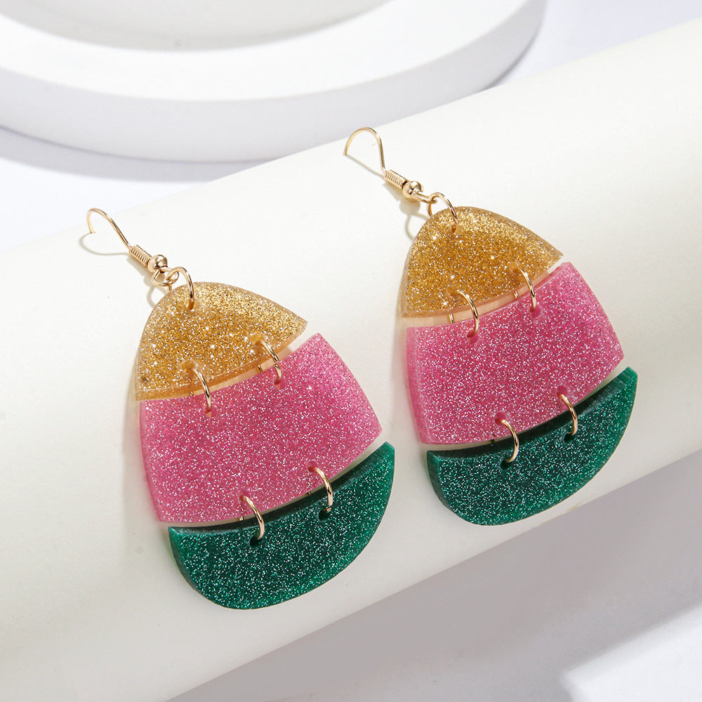 Wholesale New Easter Acrylic Earrings Handmade Shining Colorful Egg Cute Rabbit Stitching Earrings